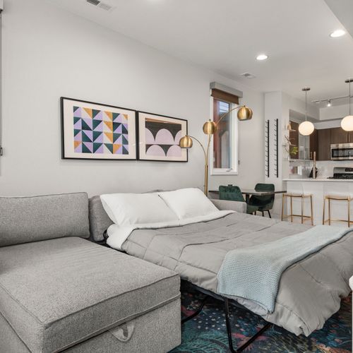 Living room sofa quickly converts into a bed, maximizing comfort and space