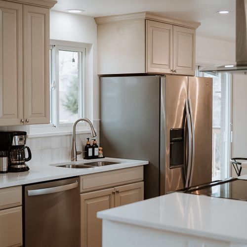 Modern, stainless-steel appliances allow for cooking with ease!