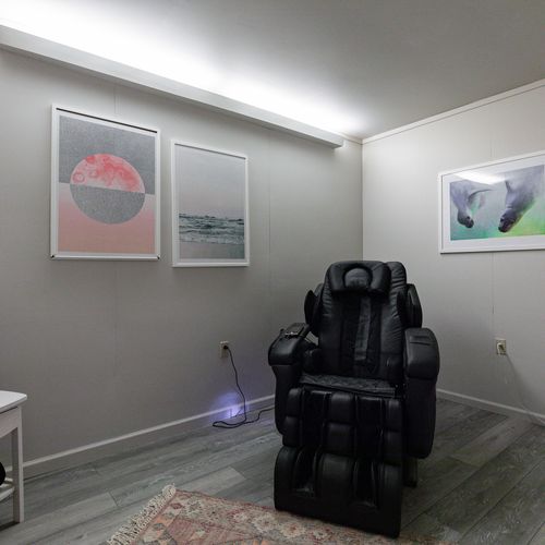 massage chair in basement
