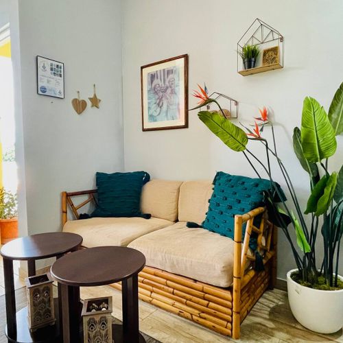 Bohemian decor and natural elements make this space a true retreat.