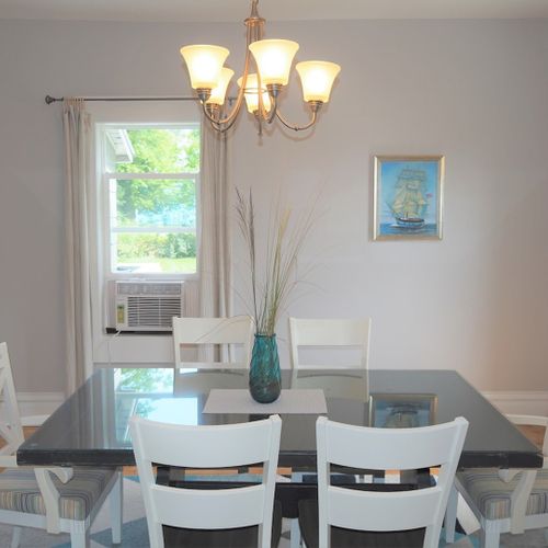 Dining room:  the home has a gorgeous and large dining room with a dining table that seats 6 adults comfortably.