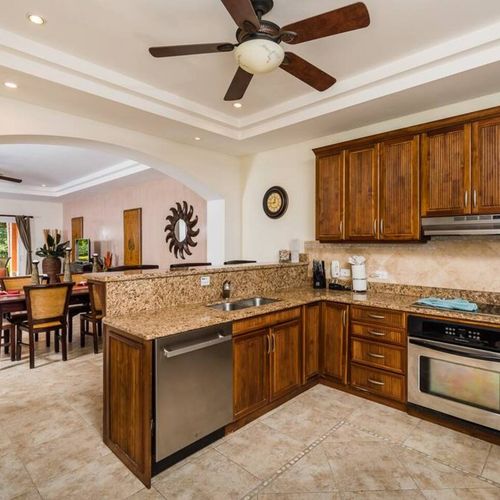 The kitchen has plenty of counter space.