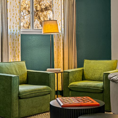 Find subtle contrast and warm accents  in every corner.