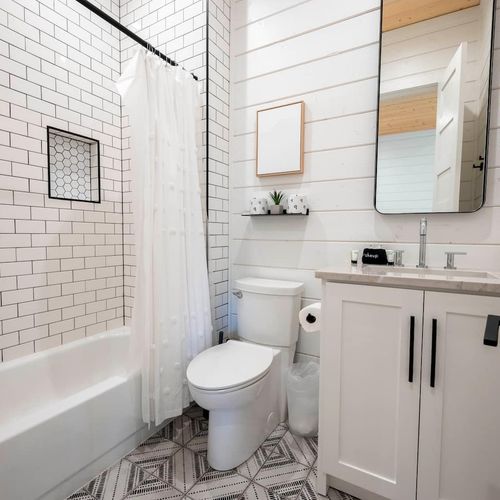 A full bath for the bunk room and game room!