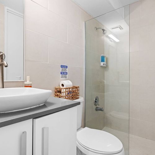 A refreshing space with elegant fixtures.
