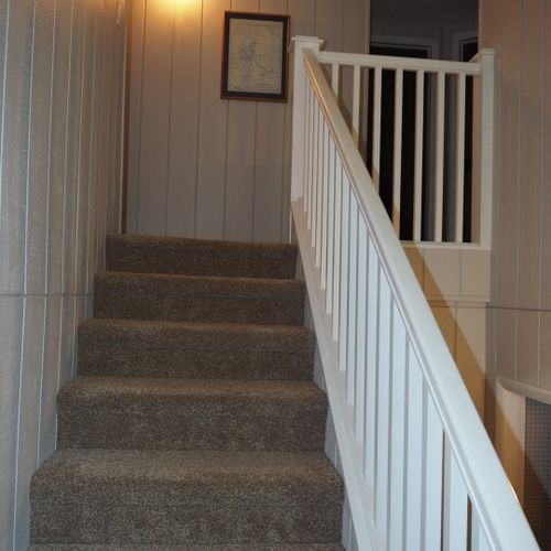 Stairs:  stairway up to the second floor. Also photos from this point onward are from the second floor. Note that bedrooms #3, #4, #5, #6, and #7 are all on the second floor. Also, bathroom #4 is on the second floor.