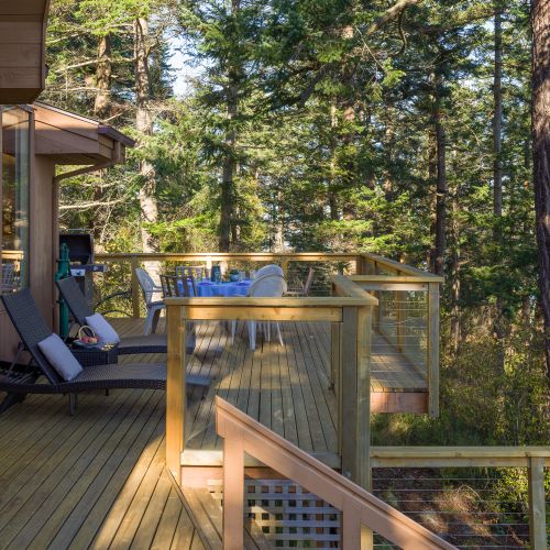 Spotted Deer Hideaway is surrounded by big, beautiful Douglas Fir trees.  Its a perfect spot to rest and explore the volumes of reading material on the local environment.