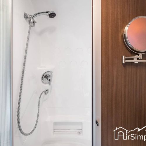Freshen up in the bathroom, complete with stand up shower and all the essentials for your comfort and convenience.