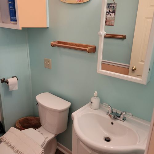Bathroom:  full bathroom with walk-in shower.