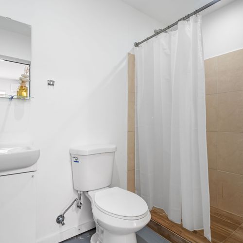 Sparkling Clean. Modern, bright, minimalist bathroom.