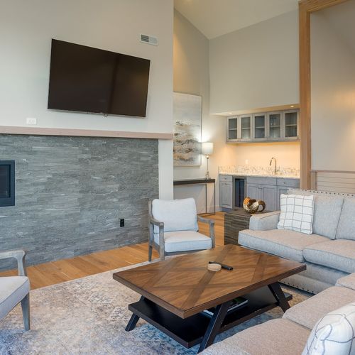 Smart TV has bluetooth speaker system for music or stream movies for a cozy night in.