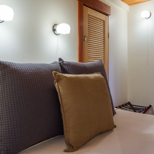 Guest bedroom #1 is tucked between the dining room and the full bathroom on the main level.