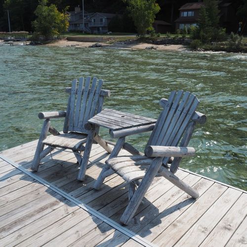 Exterior:  another view of the chairs at the end of the dock.