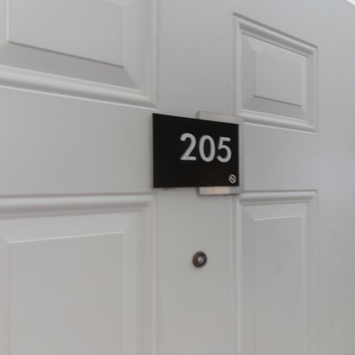 Unit door marked with your specific unit number