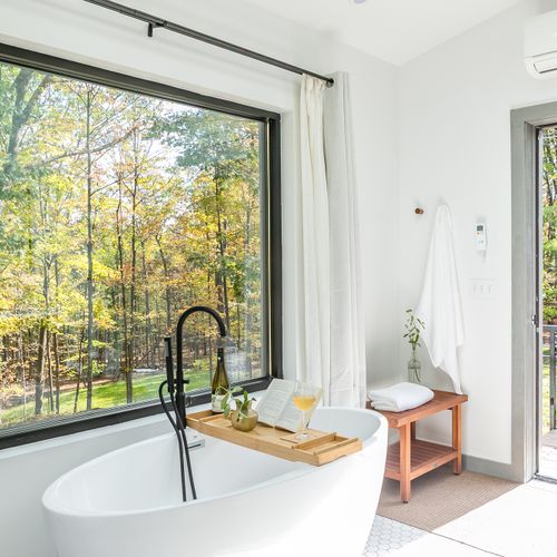 Nothing like enjoying a nice soak with views of the forest!