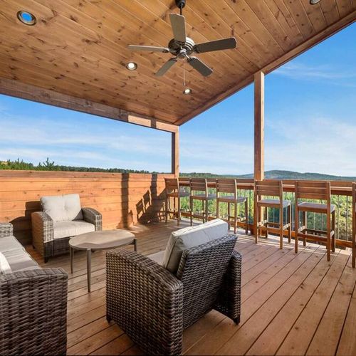 The balcony is accessible from upstairs.
