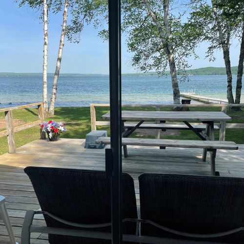 Exterior:  the large and gorgeous backyard deck that faces the lake