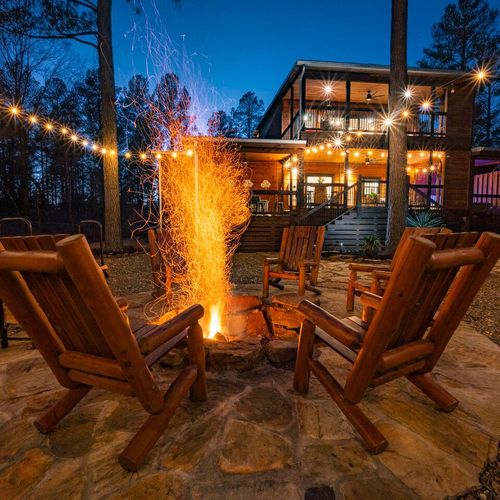Outdoor firepit with Adirondack chairs