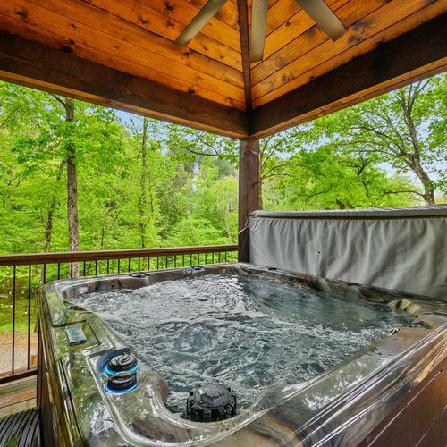 The hot tub fits 8 and is a perfect spot to relax!