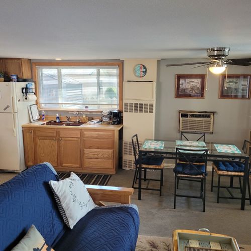 Kitchen:  full kitchen with a good supply of cooking and dining utensils. All appliances except for a dishwasher.