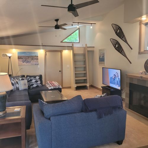 Overall:  the very comfy living room. (note that the fireplace is not usable by guests. )