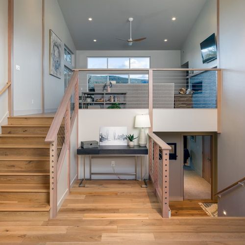 Multi-level home with a large entryway, common areas, and bedrooms on each level for privacy.