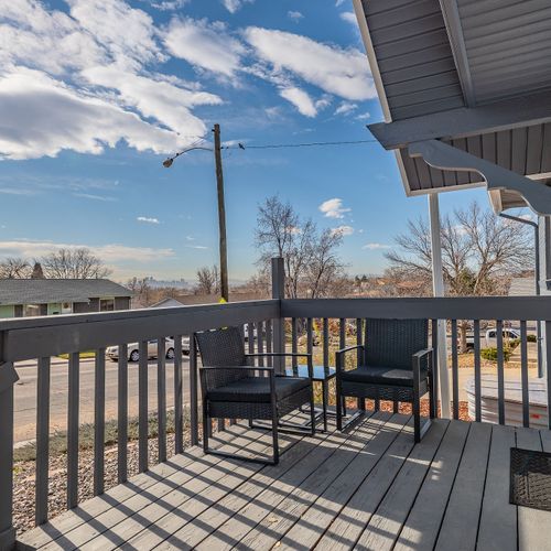 Take in the downtown denver skyline from the front deck's bistro set.