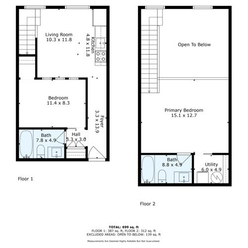 Floor plan offering a clear look at the layout across both levels.