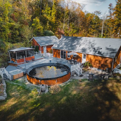 Huge deck with gazebo and hot tub!