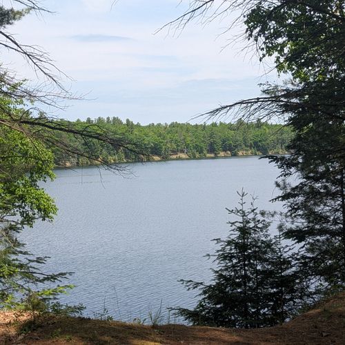 Overall:  looking down at the river from the property. (there is a short path that goes from the cabin to the river. )