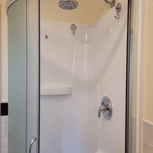 Bathroom:  full bathroom with a walk-in shower!