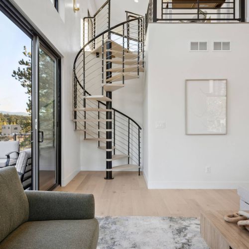 Spiral staircase up to loft