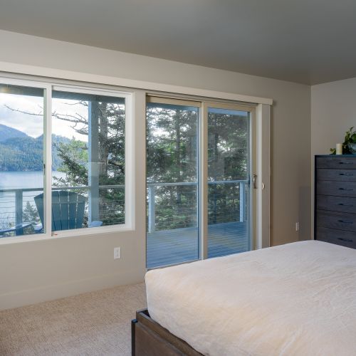 Large windows let you see the water and wildlife from bed!