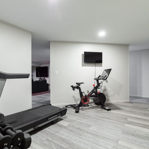 peloton exercise bike available to use in basement