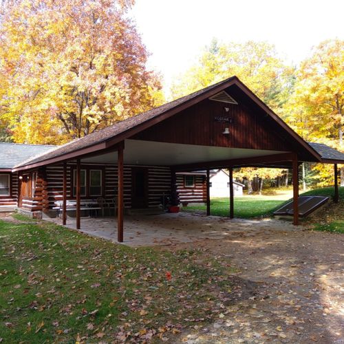 Exterior:  the attached carport in the fall.