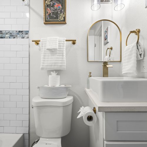 Bathrooms are guest-ready with fresh towels and essentials provided.