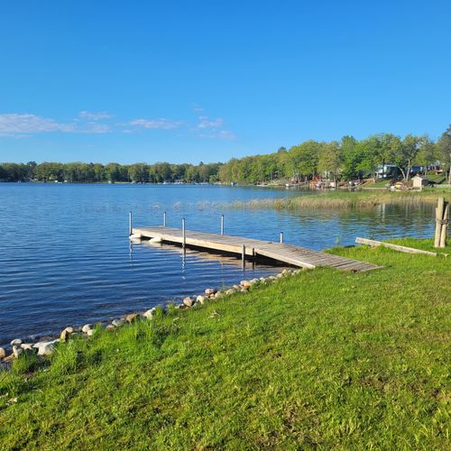 Exterior:  a view of the beautiful bass lake showcasing the dock