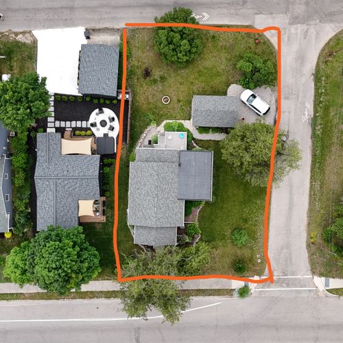 EXTERIOR:  View of the cottage from directly above