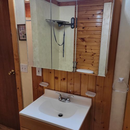 Bathroom #2:  the bathroom sink and mirror