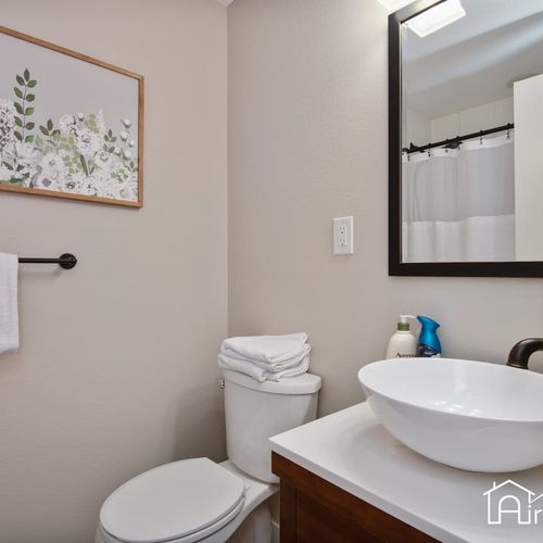 Take a soak in one of our tub/shower combo bathrooms, located upstairs and downstairs for easy access.