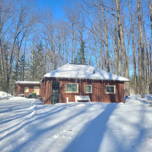 Exterior:  the front of the home in winter.