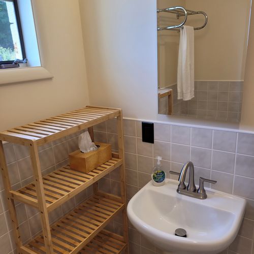 Bathroom:  full bathroom with a walk-in shower!