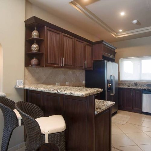 Pull up a chair to eat at this breakfast bar.