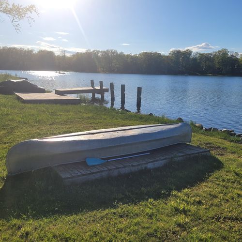 Exterior:  the canoe for canoeing around bass lake