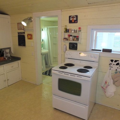 Kitchen:  the cottage has a cute old kitchen with all appliances except for a dishwasher.