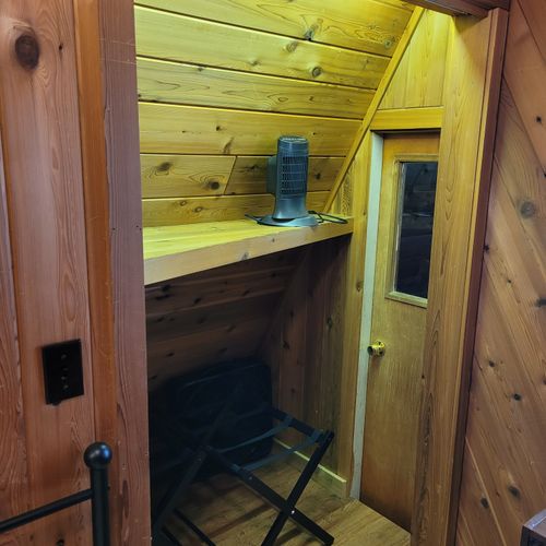 Bedroom #3 (no door / open to stairwell):  large upstairs loft bedroom features a queen-size bed and a trundle bed (i. E. A twin bed with a twin bed below it). Also has its own a/c unit.