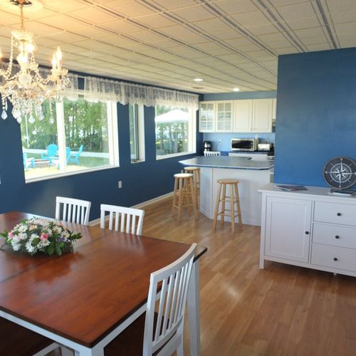 Dining room:  looking from the dining room into the kitchen.