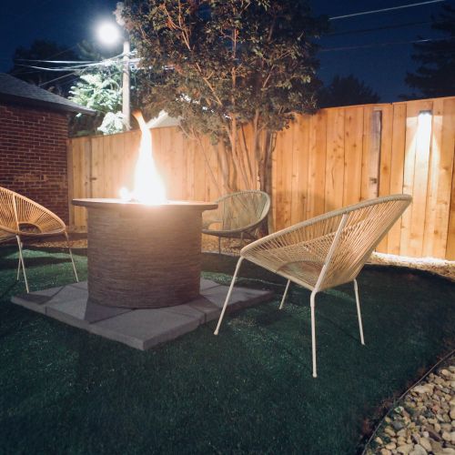 Relax by the firepit at night with a cool evening breeze.