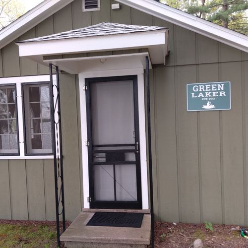 Exterior:  the entrance to the cabin