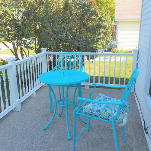 Exterior:  the side porch in summer.